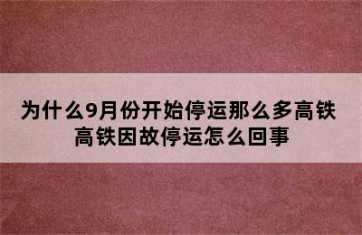 为什么9月份开始停运那么多高铁 高铁因故停运怎么回事